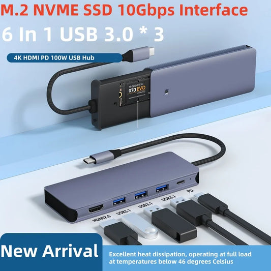 Hub divisor USB C M.2 NVME SSD 4K HDMI