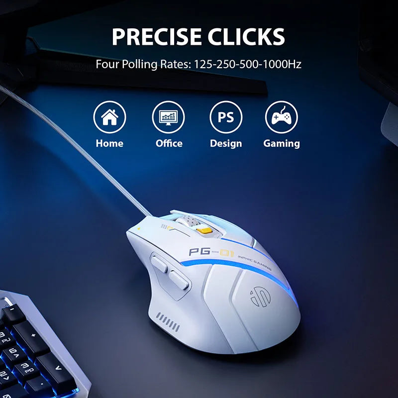 Mouse para jogos com fio ergonômico E-sports