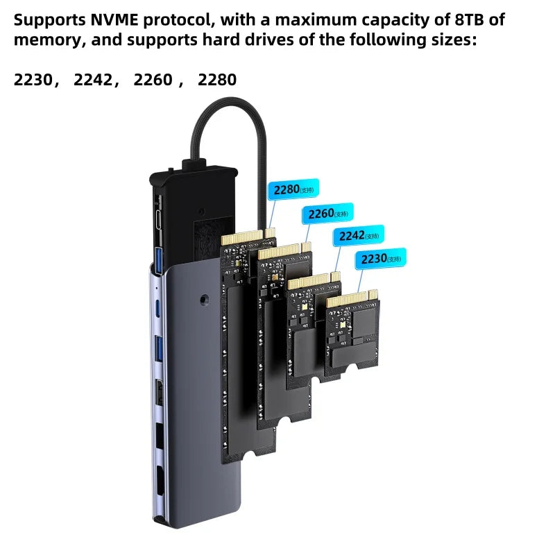 Hub divisor USB C M.2 NVME SSD 4K HDMI