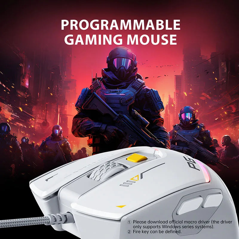 Mouse para jogos com fio ergonômico E-sports